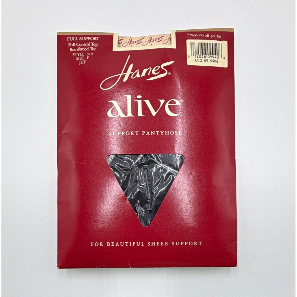 Hanes Alive Full Support Control Top Sheer Pantyhose Reinforced Toe Jet F 810